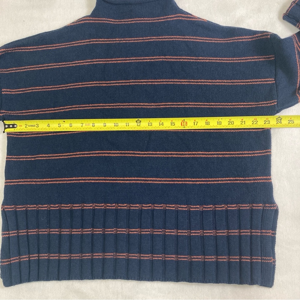 Madewell Glenmoor Stripep Mock Neck Sweater Wool Blend Small Blue Cotton/Wool - Picture 12 of 16